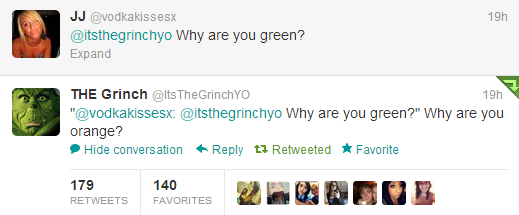 twitter girl asks the grinch why are you green